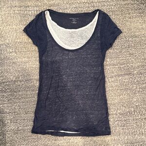 MAJESTIC FILATURES - Linen Navy Top with White Liner
